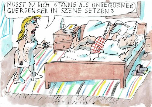 Cartoon: Quer (medium) by Jan Tomaschoff tagged querdenker,querdenker