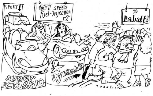 Cartoon: Rabatte (medium) by Jan Tomaschoff tagged rabatt,absatzkrise,autoindustrie,konjunktur