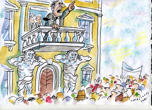 Cartoon: Rede (medium) by Jan Tomaschoff tagged politiker,wahlversprechen,politiker,wahlversprechen