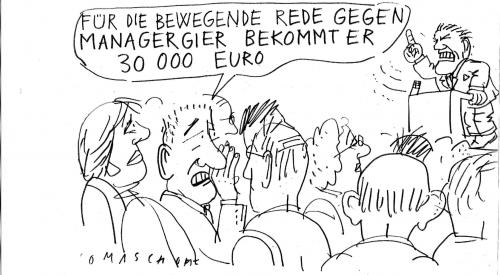 Cartoon: Rede (medium) by Jan Tomaschoff tagged rede,managergehälter,bonus,boni