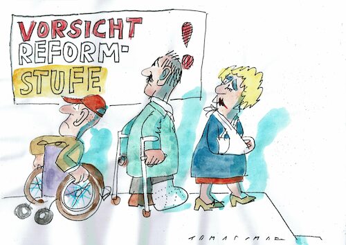Cartoon: Reformstufe (medium) by Jan Tomaschoff tagged gesundheitswesen,reform,patienten,gesundheitswesen,reform,patienten