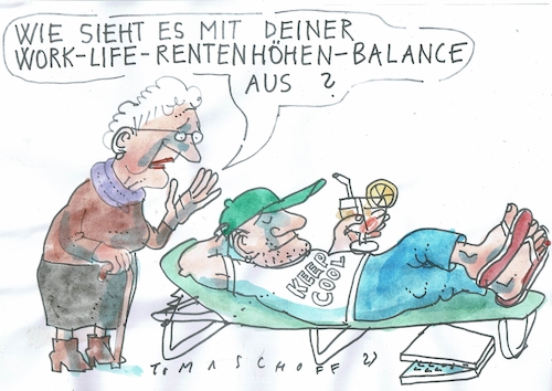Cartoon: Rente (medium) by Jan Tomaschoff tagged jugend,alter,rente,generation,jugend,alter,rente,generation