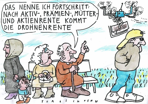 Cartoon: Rente (medium) by Jan Tomaschoff tagged alter,jugend,generationengerechtigkeit,alter,jugend,generationengerechtigkeit