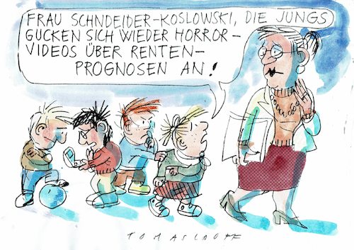 Cartoon: Rentenprognosen (medium) by Jan Tomaschoff tagged demografie,renten,demografie,renten