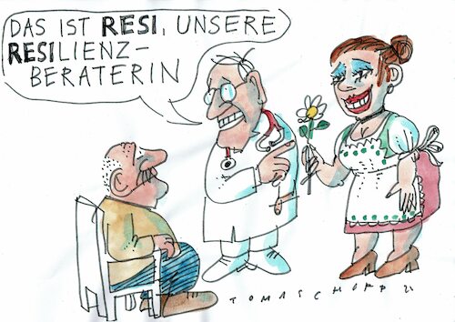 Cartoon: Resilienz (medium) by Jan Tomaschoff tagged resilienz,gesundheit,arzt,resilienz,gesundheit,arzt