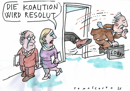 Cartoon: Resolut (medium) by Jan Tomaschoff tagged cdu,spd,koalition,lobby,cdu,spd,koalition,lobby