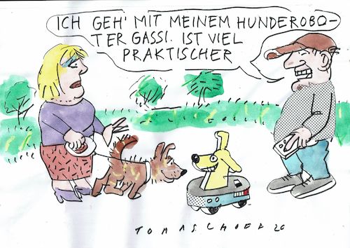 Cartoon: Roboter (medium) by Jan Tomaschoff tagged roboter,tiere,zuneigung,roboter,tiere,zuneigung