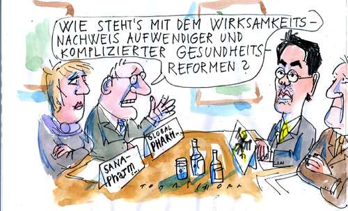 Cartoon: Rösler (medium) by Jan Tomaschoff tagged medikamentenpreise,pharmaindustrie,gesundheitssystem,wirksamkeitsnachweis