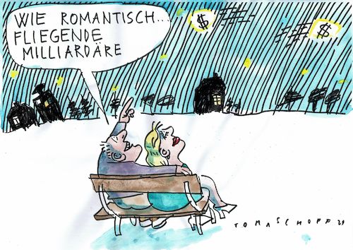 Cartoon: romantisch (medium) by Jan Tomaschoff tagged raumfahrt,geld,milliardäre,raumfahrt,geld,milliardäre