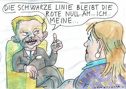 Cartoon: rot schwarz (medium) by Jan Tomaschoff tagged staatsschuldenn,schuldenbremse,lindner,fdp,staatsschuldenn,schuldenbremse,lindner,fdp