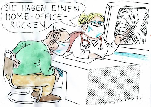 Cartoon: Rücken (medium) by Jan Tomaschoff tagged corona,home,office,sitzen,corona,home,office,sitzen