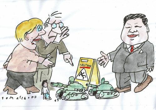 Cartoon: rutschig (medium) by Jan Tomaschoff tagged china,handel,menschenrechte,hong,kong,china,handel,menschenrechte,hong,kong