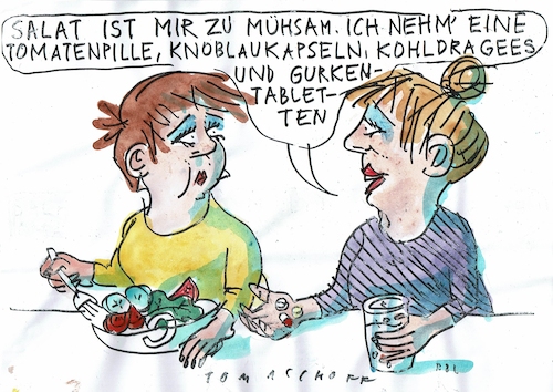 Cartoon: Salat (medium) by Jan Tomaschoff tagged ernährung,gesundheit,gemüse,ernährung,gesundheit,gemüse
