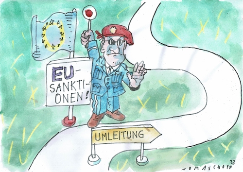 Cartoon: Sanktionen (medium) by Jan Tomaschoff tagged eu,russland,sanktionen,ukrainekrieg,eu,russland,sanktionen,ukrainekrieg