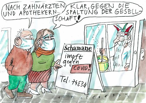 Cartoon: Schamane (medium) by Jan Tomaschoff tagged corona,impfung,verschörung,querdenker,corona,impfung,verschörung,querdenker