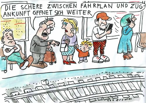 Cartoon: Schere (medium) by Jan Tomaschoff tagged bahn,verspätungen,bahn,verspätungen