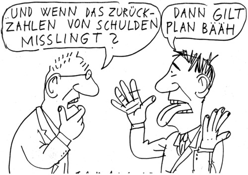 Cartoon: Schulden (medium) by Jan Tomaschoff tagged schulden
