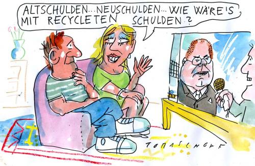 Cartoon: Schulden (medium) by Jan Tomaschoff tagged staatsschulden,verschuldung,neuverschuldung