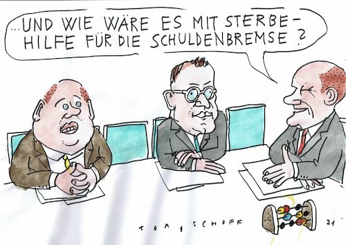 Cartoon: Schulden (medium) by Jan Tomaschoff tagged corona,schuldenbremse,corona,schuldenbremse