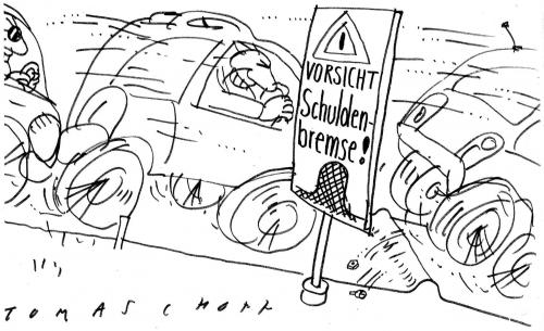 Cartoon: Schuldenbremse (medium) by Jan Tomaschoff tagged schuldenbremse