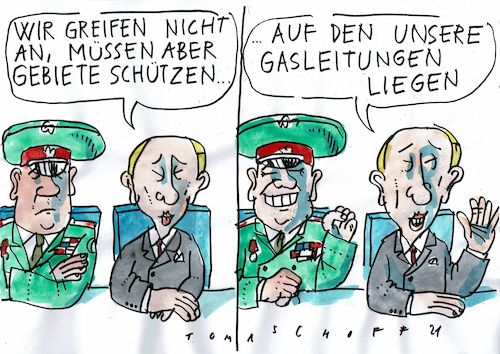 Cartoon: Schutz (medium) by Jan Tomaschoff tagged putin,russland,gasleitung,putin,russland,gasleitung