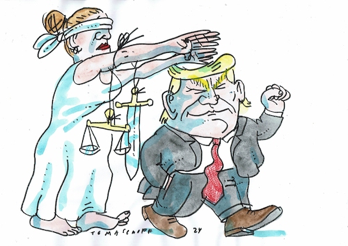 Cartoon: Schutz (medium) by Jan Tomaschoff tagged trump,usa,justiz,trump,usa,justiz