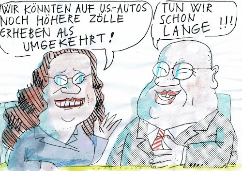 Cartoon: Schutzzoll (medium) by Jan Tomaschoff tagged usa,eu,zölle,usa,eu,zölle