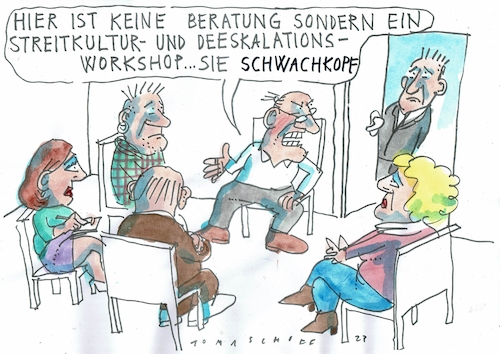 Cartoon: Schwachkopf (medium) by Jan Tomaschoff tagged deeskalation,toleranz,streitkultur,deeskalation,toleranz,streitkultur