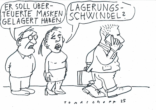 Cartoon: Schwindel (medium) by Jan Tomaschoff tagged masken,corona,schwindel,betrug,masken,corona,schwindel,betrug