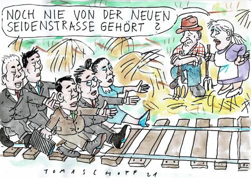 Cartoon: Seidenstraße (medium) by Jan Tomaschoff tagged china,weltwirtschaft,seidenstraße,autokratie,china,weltwirtschaft,seidenstraße,autokratie