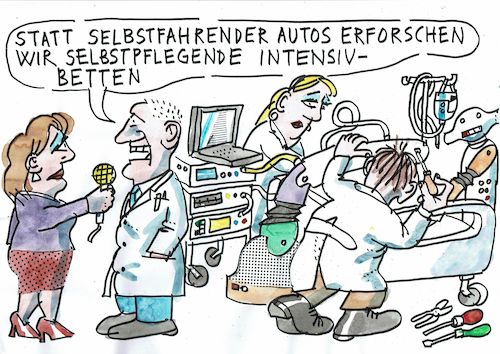 Cartoon: selbst (medium) by Jan Tomaschoff tagged corona,pflege,personalmangel,corona,pflege,personalmangel