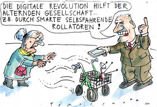 Cartoon: selbstfahrend (medium) by Jan Tomaschoff tagged fahrzeug,slbstfahrendes,technik,alter,alter,technik,slbstfahrendes,fahrzeug