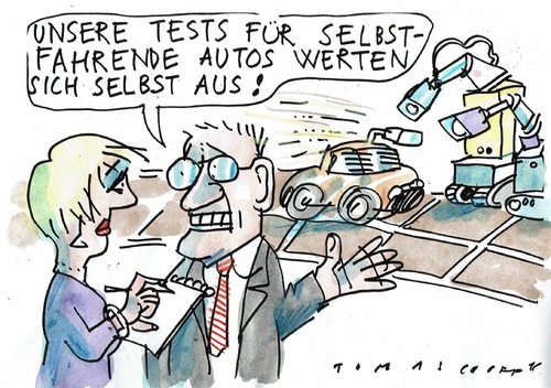 Cartoon: selbstfahrend (medium) by Jan Tomaschoff tagged roboter,selbstfahrendes,auto,roboter,selbstfahrendes,auto