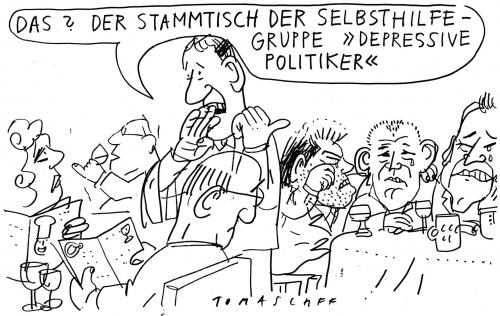 Cartoon: Selbsthilfegruppe (medium) by Jan Tomaschoff tagged selbsthilfegruppe,depressive,politiker