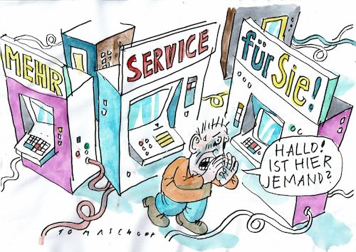 Cartoon: Service (medium) by Jan Tomaschoff tagged automaten,roboter,kontakte,automaten,roboter,kontakte