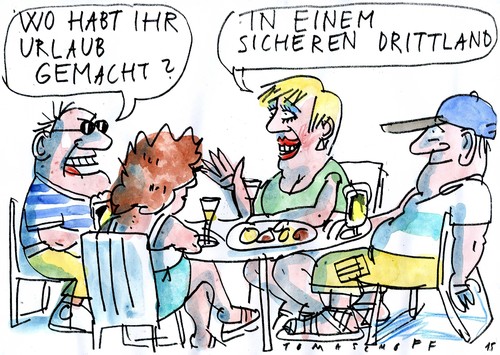 Cartoon: sicheres Drittland (medium) by Jan Tomaschoff tagged migration,asyl,migration,asyl