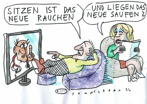 Cartoon: Sitzen (medium) by Jan Tomaschoff tagged gesundheit,bewegung,gesundheit,bewegung
