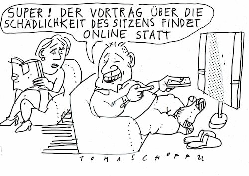 Cartoon: Sitzen (medium) by Jan Tomaschoff tagged gesundheit,bewegung,sitzen,arzt,gesundheit,bewegung,sitzen,arzt