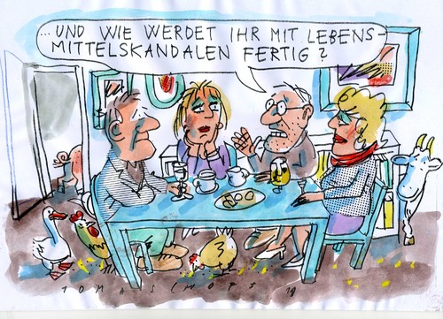 Cartoon: Skandale! (medium) by Jan Tomaschoff tagged lebensmittel,eier,schweinefleisch,dioxin,lebensmittel,eier,schweinefleisch,dioxin,skandal,futtermittel