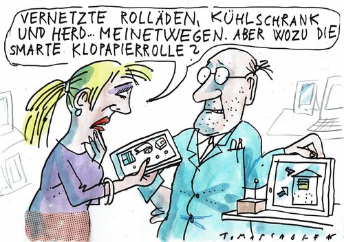 Cartoon: smartes Klopapier (medium) by Jan Tomaschoff tagged vernetztes,haus,smart,vernetztes,haus,smart