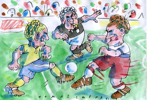 Cartoon: Solidarität mit Timoschenko! (medium) by Jan Tomaschoff tagged timoschenko,ukraine,fußball,em,timoschenko,ukraine,fußball,em