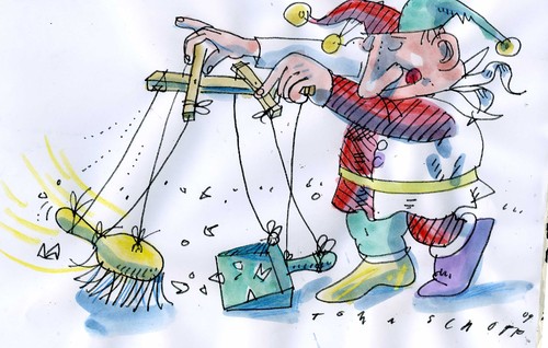 Cartoon: Spass bei Hausarbeit (medium) by Jan Tomaschoff tagged hausarbeit,clown,hausarbeit,clown