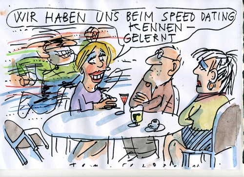 Cartoon: speed dating (medium) by Jan Tomaschoff tagged date,partnersuche,date,partnersuche