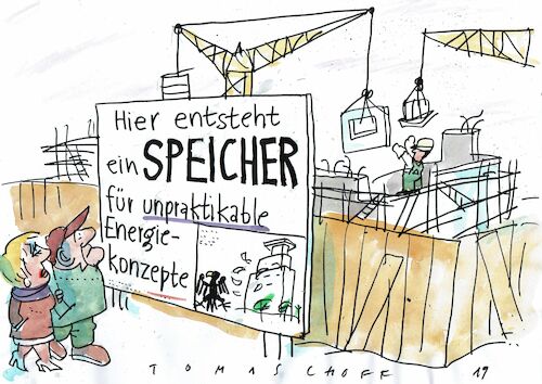 Cartoon: Speicher (medium) by Jan Tomaschoff tagged energie,erneuerbar,fotovoltaik,biogas,energie,erneuerbar,fotovoltaik,biogas