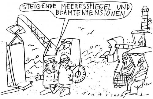 Cartoon: Spiegel (medium) by Jan Tomaschoff tagged beamtenpensionen,klimawandel