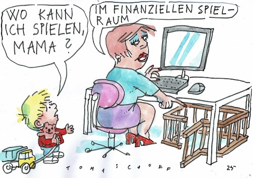 Cartoon: Spielraum (medium) by Jan Tomaschoff tagged finanzen,haushalt,staatsschulden,finanzen,haushalt,staatsschulden