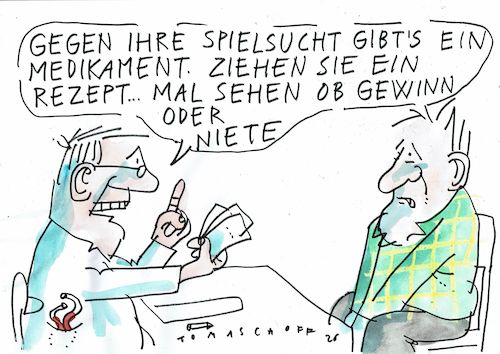 Cartoon: Spielsucht (medium) by Jan Tomaschoff tagged spielsucht,medikamente,spielsucht,medikamente