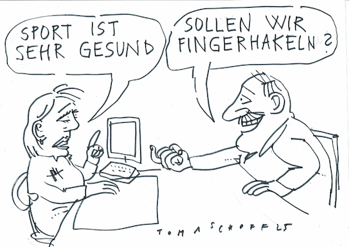 Cartoon: Sport (medium) by Jan Tomaschoff tagged gesundheit,arzt,patient,sport,gesundheit,arzt,patient,sport