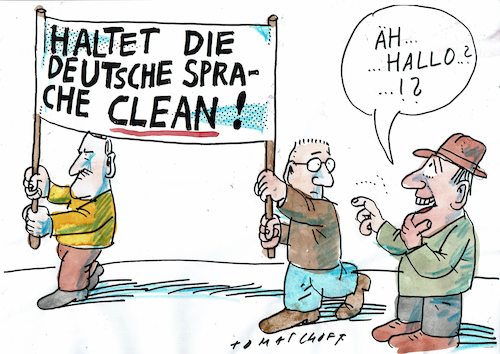 Cartoon: Sprache (medium) by Jan Tomaschoff tagged volkstümeln,sprache,fanatiker,volkstümeln,sprache,fanatiker