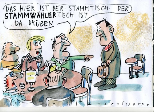 Cartoon: Stammwähler (medium) by Jan Tomaschoff tagged wahlen,volksparteien,wahlen,volksparteien